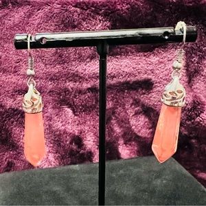 Rosé quartz and silver dangle earrings